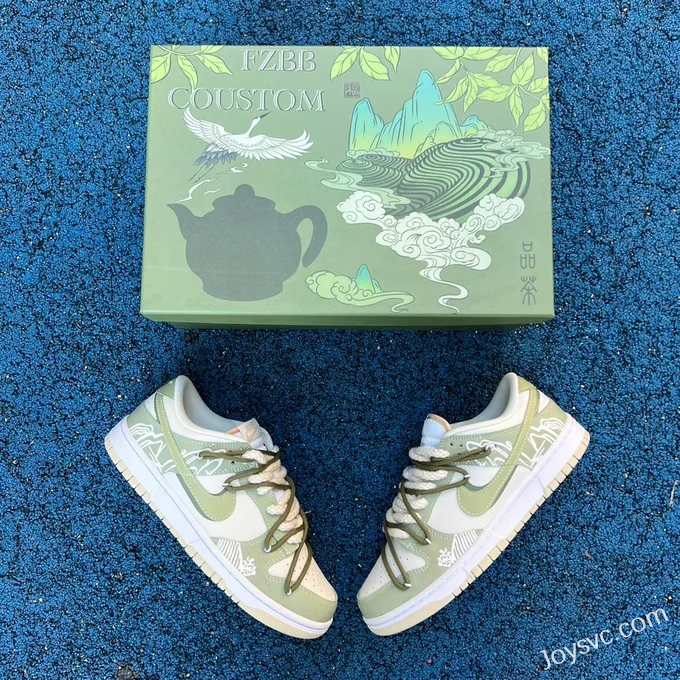 Nike Dunk FZBB Tea Gift Box Double Hook White Green Retro Sneakers DV0831-003