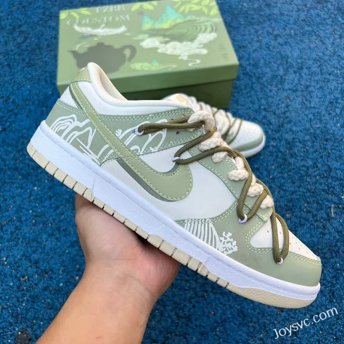 Nike Dunk FZBB Tea Gift Box Double Hook White Green Retro Sneakers DV0831-003