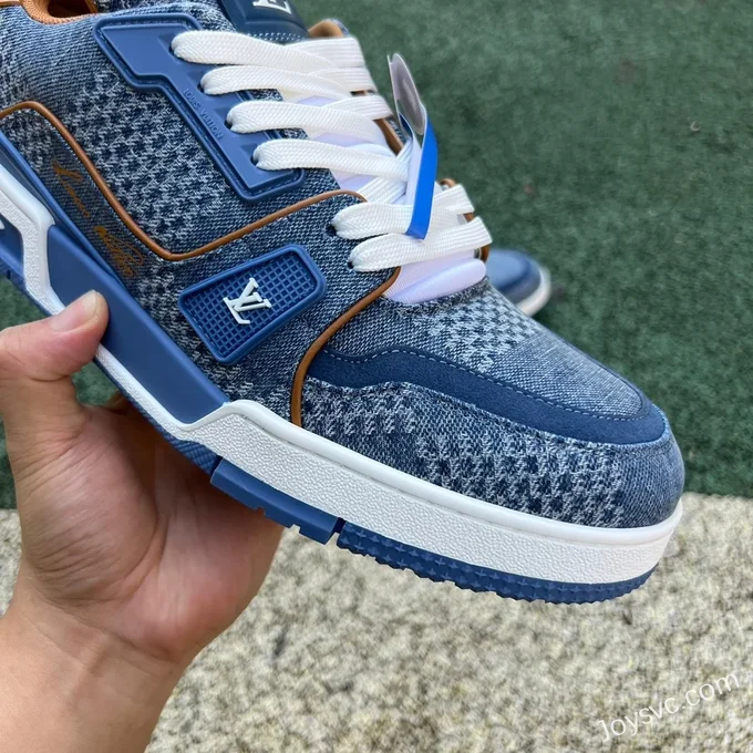 Louis Vuitton Trainer Blue Brown Lace-Up