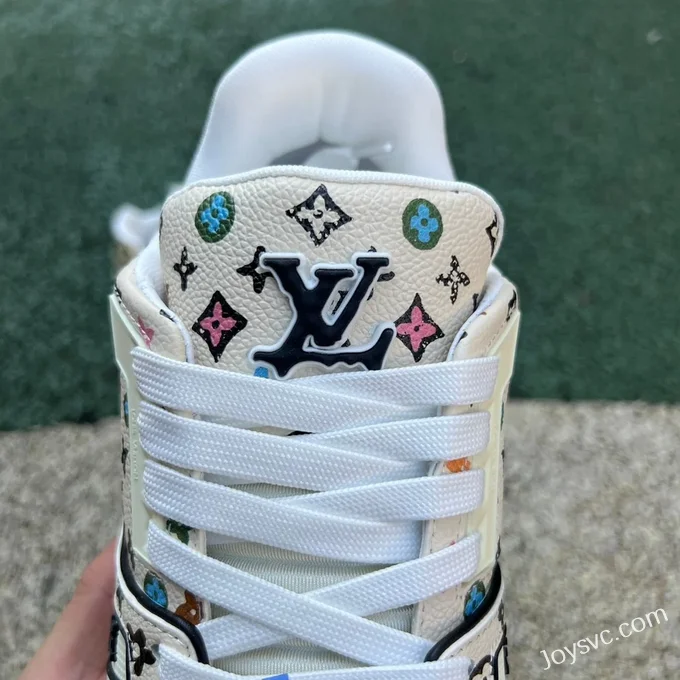 Louis Vuitton Trainer Beige Print Lace-Up