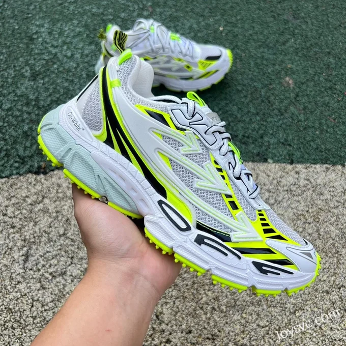 OFF-WHITE White Fluorescent Green Sneakers