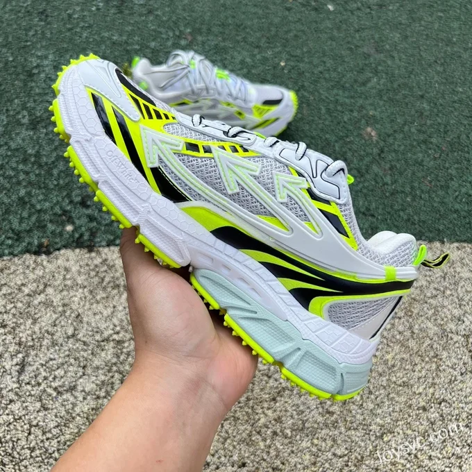 OFF-WHITE White Fluorescent Green Sneakers