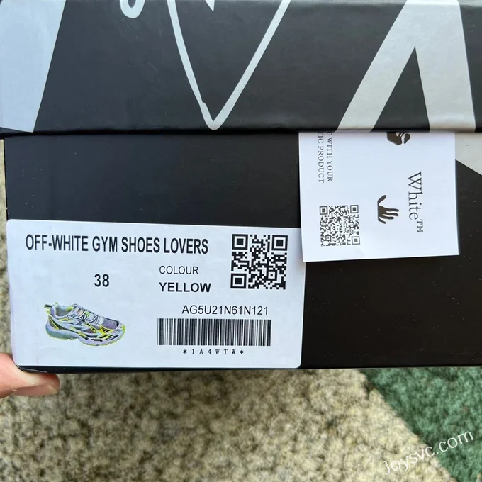 OFF-WHITE White Fluorescent Green Sneakers