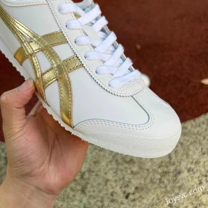 Onitsuka Tiger Mexico 66 Low-Top Sneakers in White & Gold