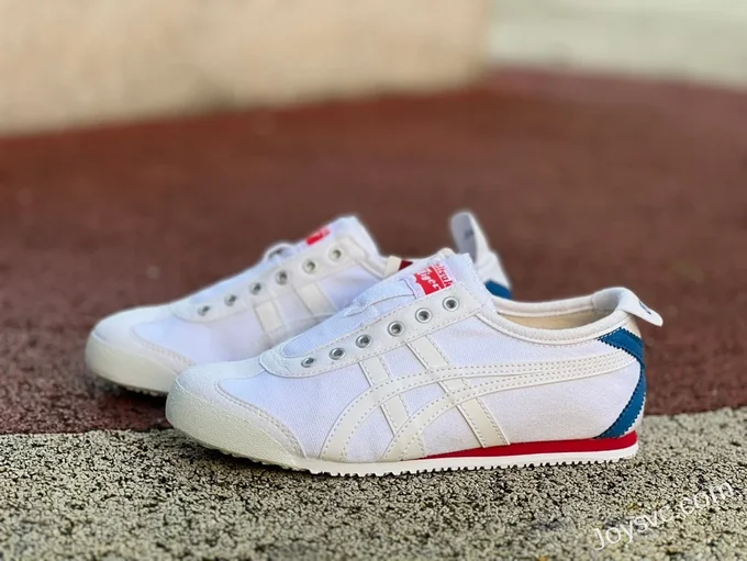 Onitsuka Tiger Mexico 66 Slip-On Sneakers in White Blue & Red