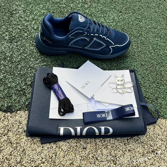 Dior B30 Navy Blue Mesh Low Top Casual Shoes Men