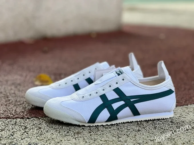 Onitsuka Tiger Mexico 66 Slip-On Sneakers in White & Aqua Green