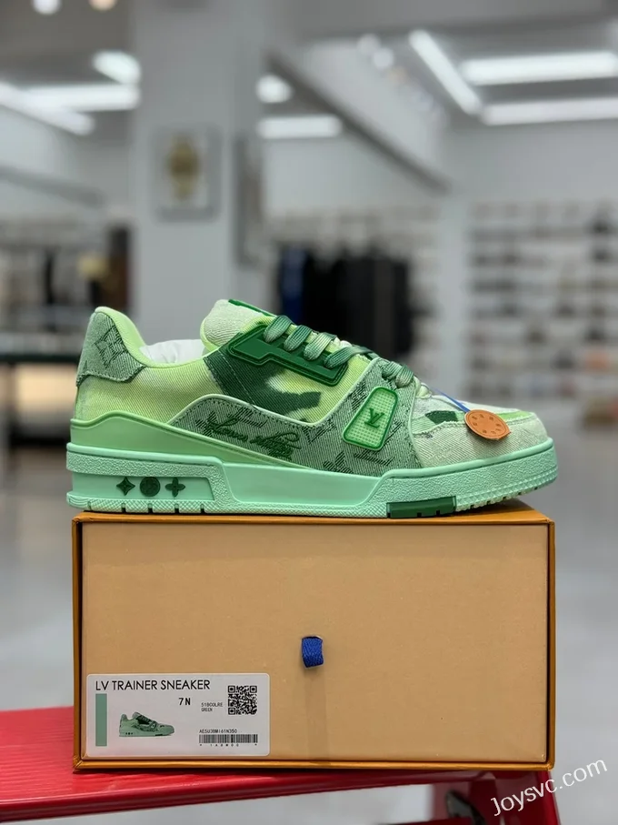 Louis Vuitton Trainer Green Denim