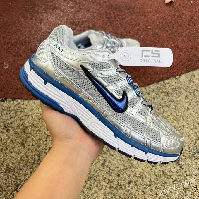 Nike P-6000 White Blue Silver Retro Running Shoes BV1021-001