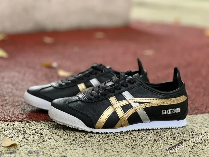 Onitsuka Tiger Mexico 66 Low-Top Sneakers in Black & Gold