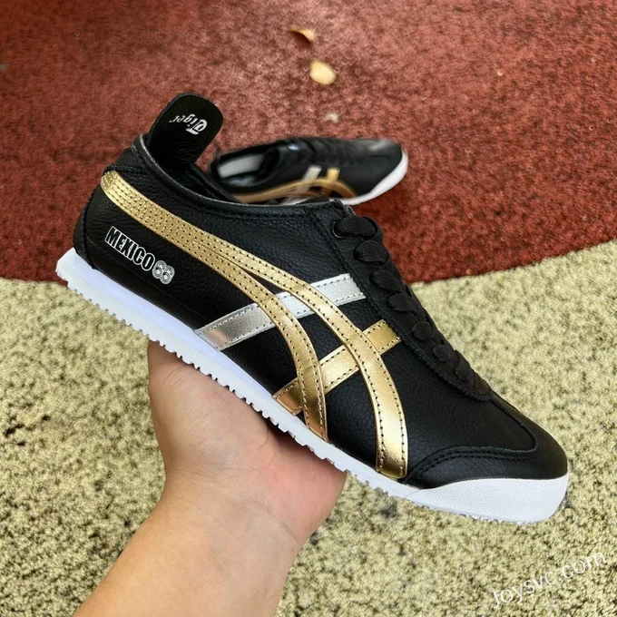 Onitsuka Tiger Mexico 66 Low-Top Sneakers in Black & Gold