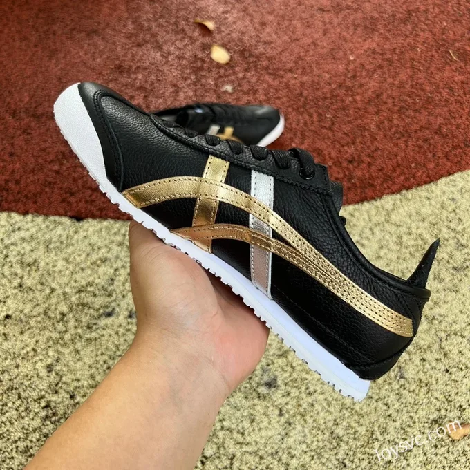 Onitsuka Tiger Mexico 66 Low-Top Sneakers in Black & Gold