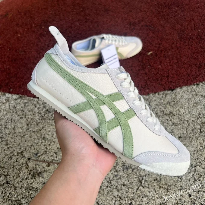 Onitsuka Tiger Mexico 66 Low-Top Sneakers in Beige & Green