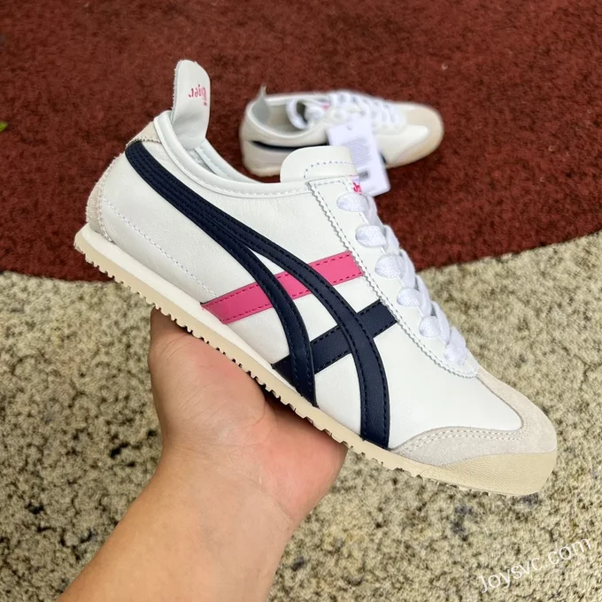 Onitsuka Tiger Mexico 66 Low-Top Sneakers in White Pink & Black