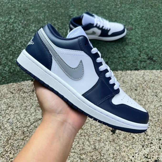 Air Jordan 1 Low White Blue Grey Retro Basketball Shoes 553558-141