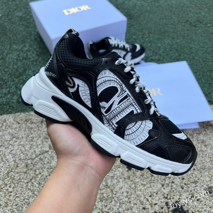 Dior Chrono Black Grey Round Toe Lace-Up Running Shoes