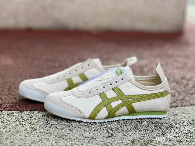 Onitsuka Tiger Mexico 66 Slip-On Sneakers in Beige & Green