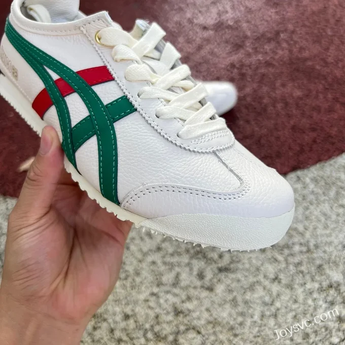 Onitsuka Tiger Mexico 66 Low-Top Sneakers in Beige Green & Red