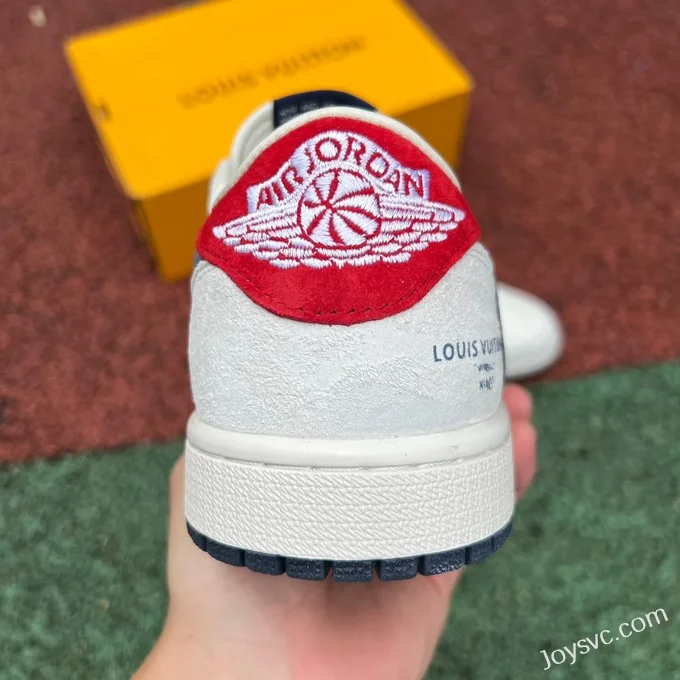 Louis Vuitton x Travis Scott x Air Jordan 1 Low YQ2088-688 White Blue Red Retro