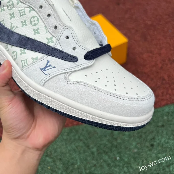 Louis Vuitton x Travis Scott x Air Jordan 1 Low YQ2088-688 White Blue Red Retro