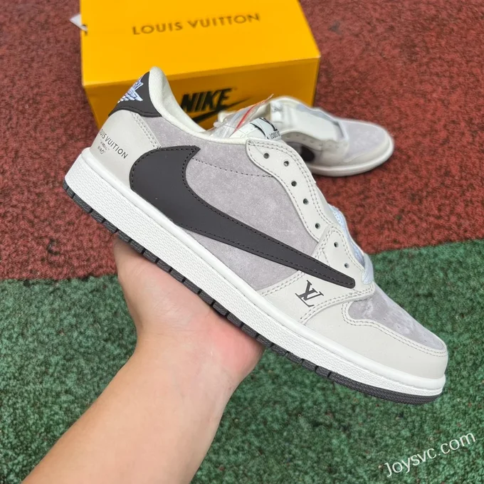 Louis Vuitton x Travis Scott x Air Jordan 1 Low LX1988-10 White Grey Black Retro