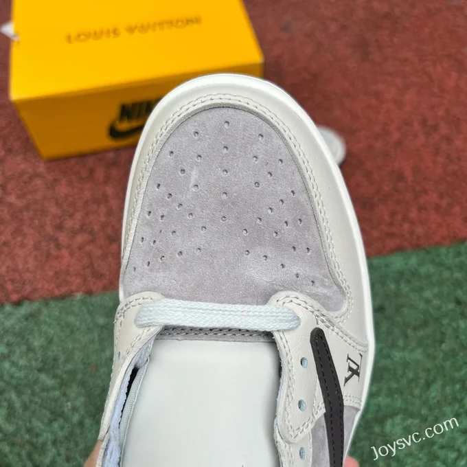 Louis Vuitton x Travis Scott x Air Jordan 1 Low LX1988-10 White Grey Black Retro