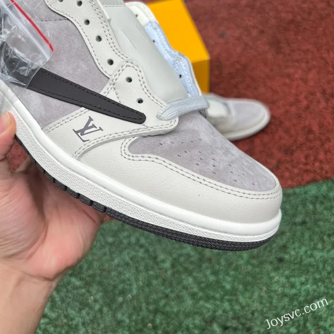 Louis Vuitton x Travis Scott x Air Jordan 1 Low LX1988-10 White Grey Black Retro