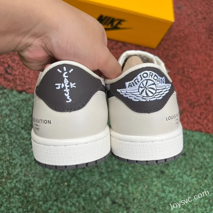 Louis Vuitton x Travis Scott x Air Jordan 1 Low LX1988-10 White Grey Black Retro