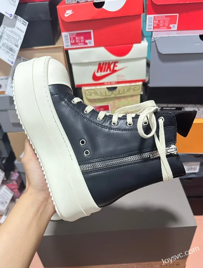 RICK OWENS High Top Black White Sneakers