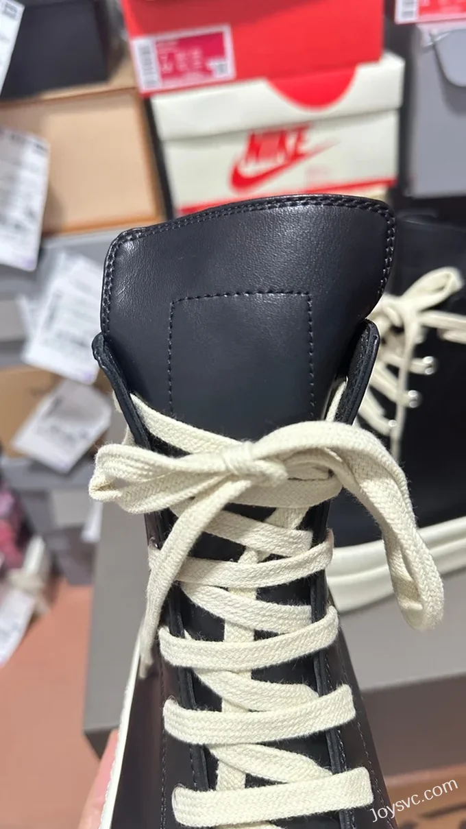 RICK OWENS High Top Black White Sneakers