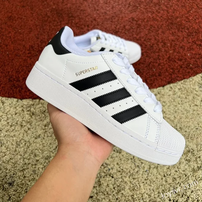 Adidas Superstar XLG Black White Gold Thick Sole Sneakers IF9995