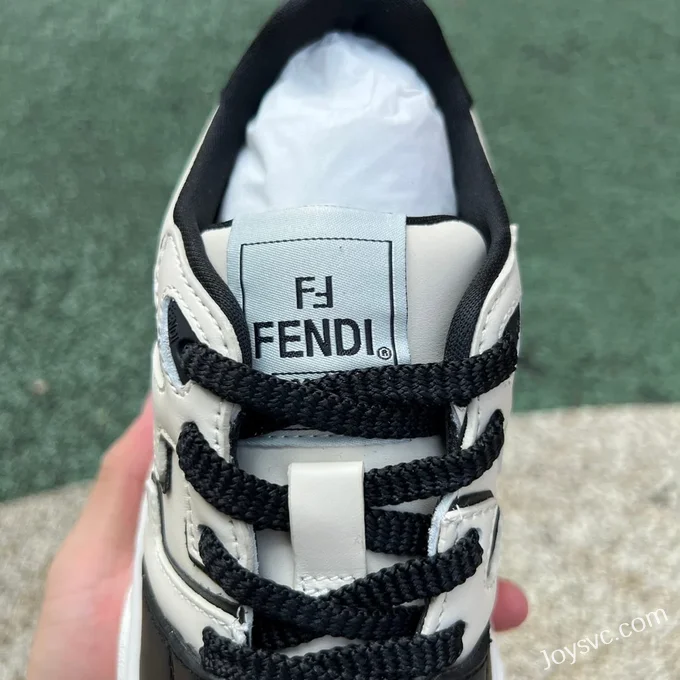 Fendi Match Black White Calfskin Round Toe Low Top Sneakers