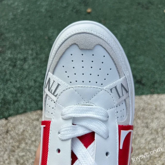 Valentino VL7N Leather Sneakers in White & Red