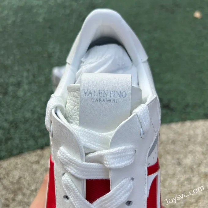 Valentino VL7N Leather Sneakers in White & Red