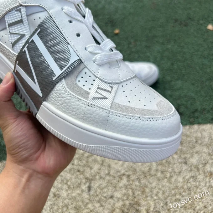 Valentino VL7N Leather Sneakers in White & Grey