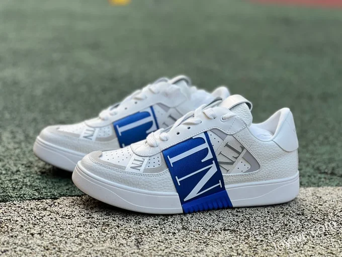 Valentino VL7N Leather Sneakers in White & Blue