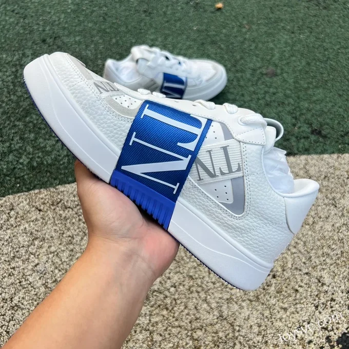 Valentino VL7N Leather Sneakers in White & Blue