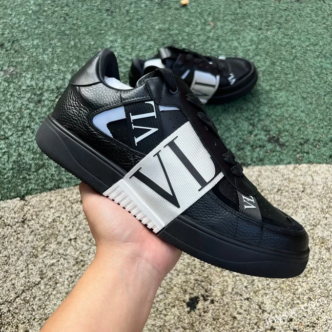 Valentino VL7N Leather Sneakers in Black & White