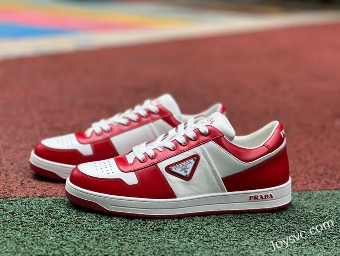 Prada Downtown White Red Leather Sneakers