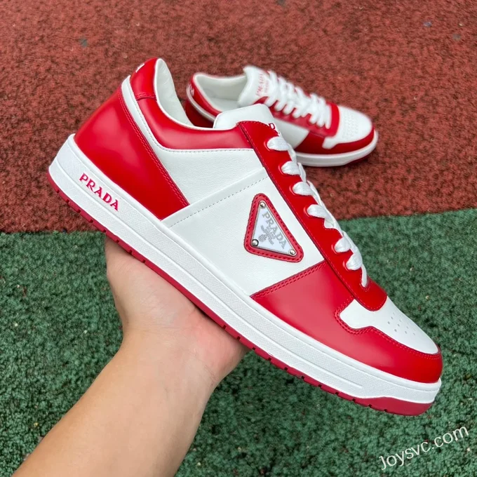 Prada Downtown White Red Leather Sneakers