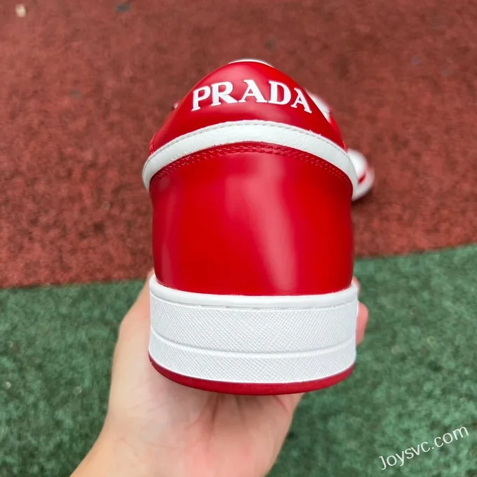 Prada Downtown White Red Leather Sneakers