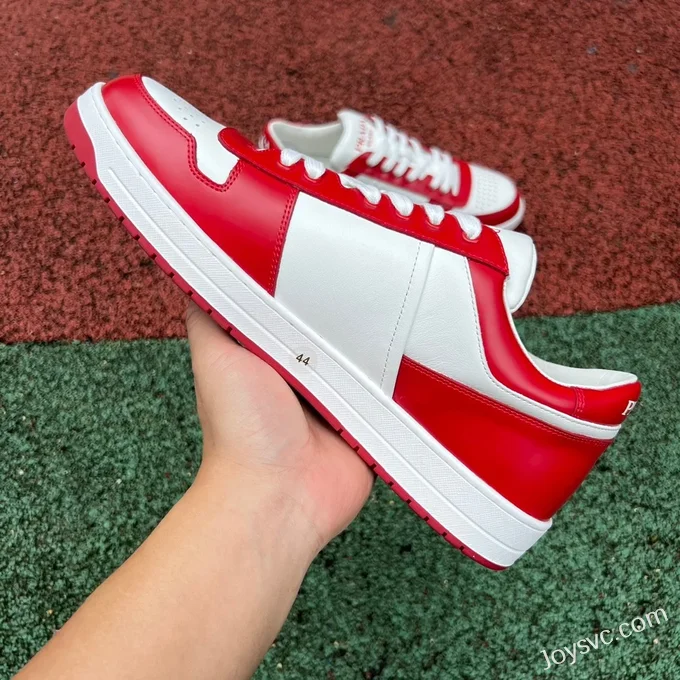 Prada Downtown White Red Leather Sneakers