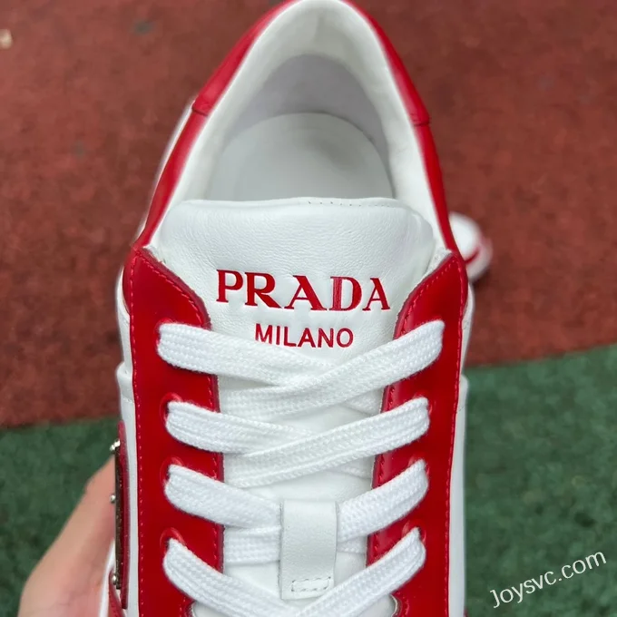 Prada Downtown White Red Leather Sneakers