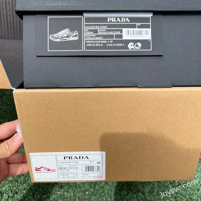 Prada Downtown White Red Leather Sneakers