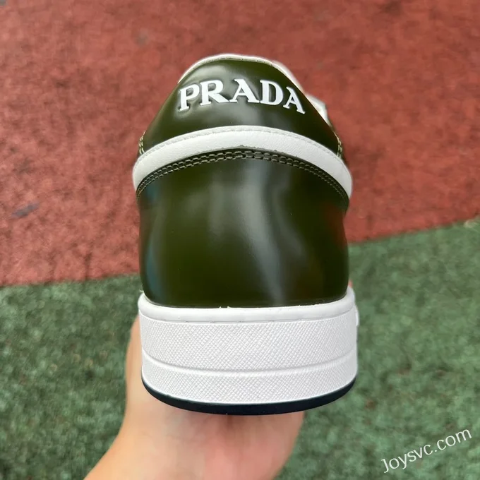 Prada Downtown White Green Leather Sneakers