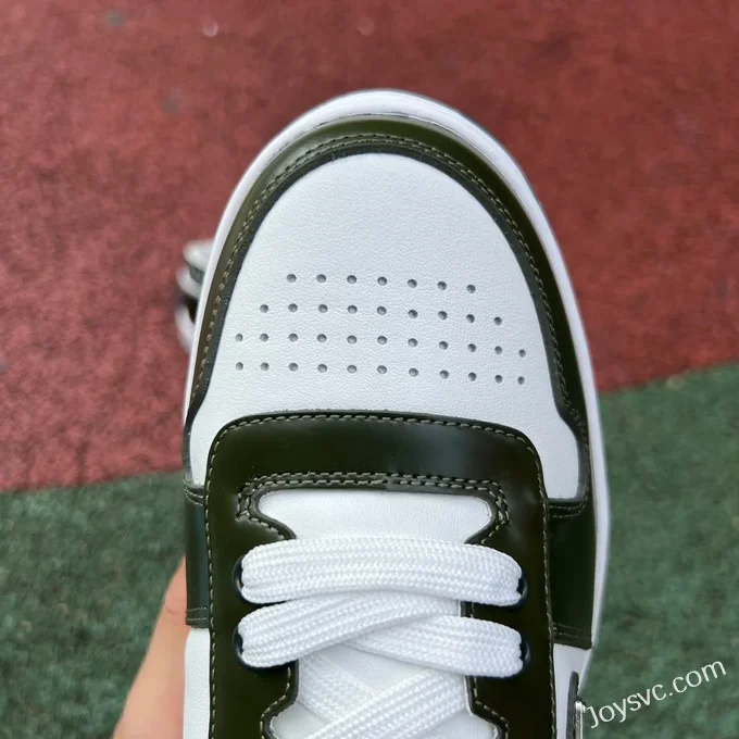 Prada Downtown White Green Leather Sneakers