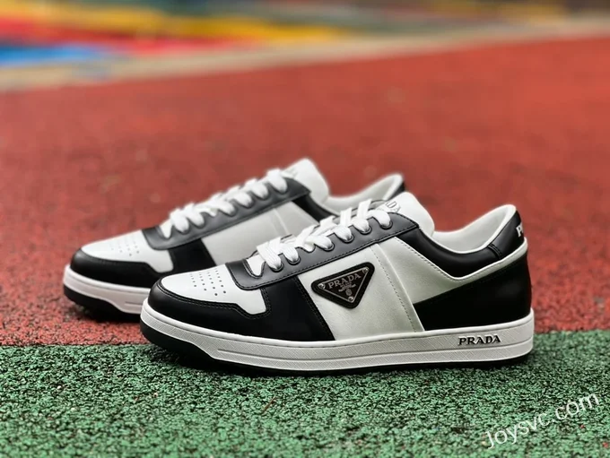 Prada Downtown Black White Leather Sneakers