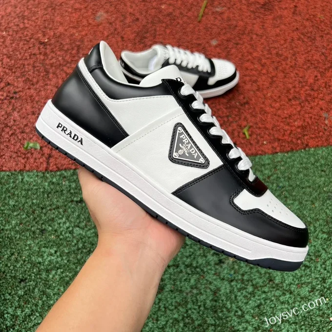 Prada Downtown Black White Leather Sneakers