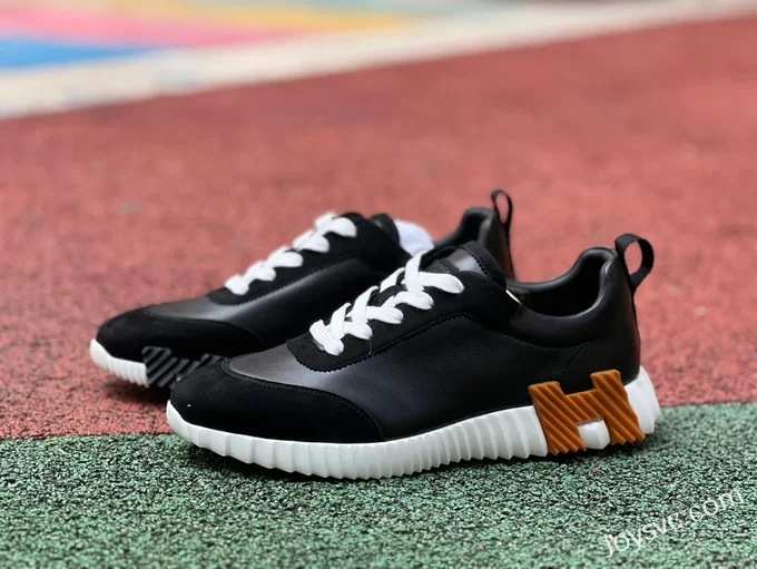 Hermes Bouncing Black White Brown Men's Sneakers