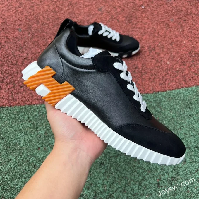 Hermes Bouncing Black White Brown Men's Sneakers